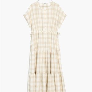 NWT Madewell button front tiered midi dress: Undyed gingham edition